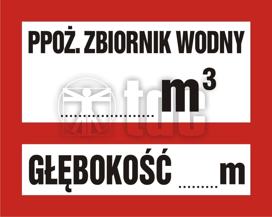 BC104Znak Ppoż. zbiornik wodny ...... m3, głębokość zbiornika ... m