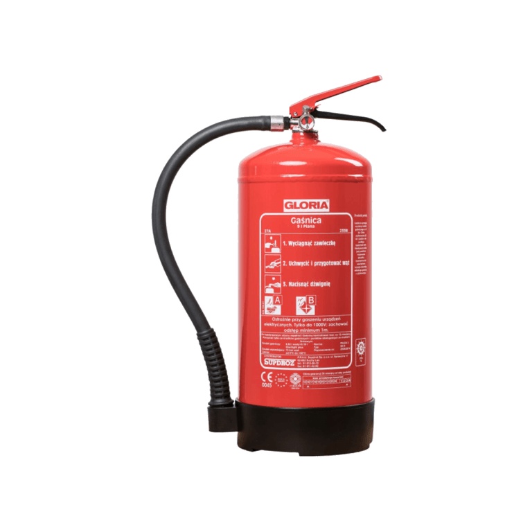 Gaśnica pianowa GLORIA 9l GPN-6x AB SD6 z wieszakiem