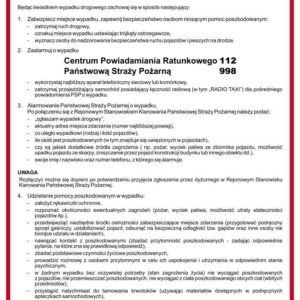 Instrukcja PPOŻ. DB020 Instrukcja postępowania podczas wypadku drogowego