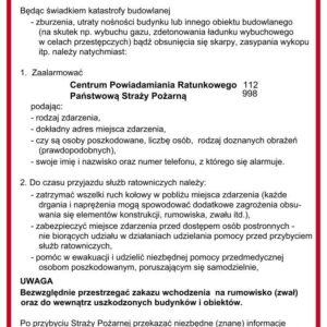 Instrukcja PPOŻ. DB021 Instrukcja postępowania na wypadek katastrofy budowlanej