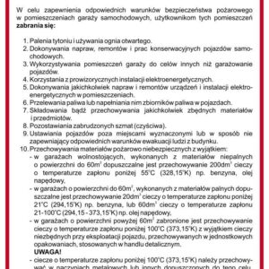 Instrukcja PPOŻ. DB022 Instrukcja przeciwpożarowa dla garaży samochodowych