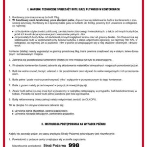 Instrukcja PPOŻ. DB030 Instrukcja bezpieczeństwa kontenerów (klatek) butli 11 kg