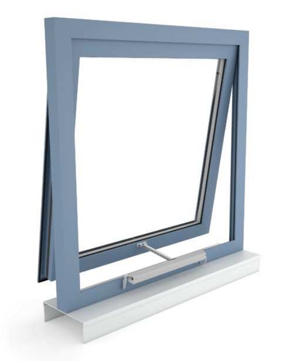 Okno oddymiające NSHEV odchylne, otwierane na zewnątrz