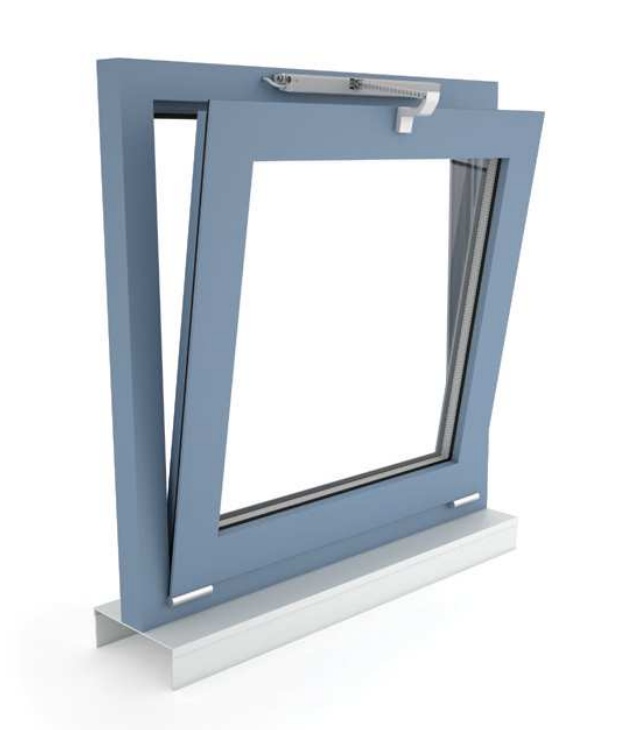 Okno oddymiające NSHEV uchylne, otwierane do wewnątrz