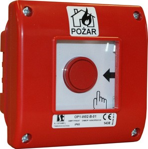 Ręczny ostrzegacz pożarowy, rozwierny, podtynkowy, IP65 OP1-W02-A-01