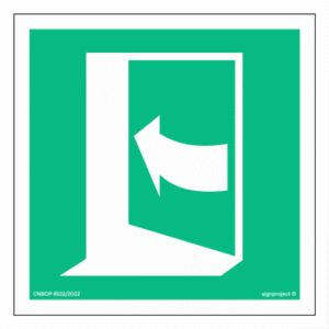 Znak ewakuacyjny AE022 Pchać z lewej strony aby otworzyć