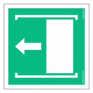 Znak ewakuacyjny AE034 Przesunąć w lewo aby otworzyć