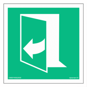 Znak ewakuacyjny AE058 Ciągnąć z prawej strony aby otworzyć