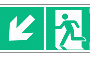 Znak ewakuacyjny AE093 Kierunek do wyjścia ewakuacyjnego w dół w lewo