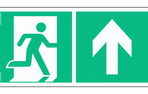 Znak ewakuacyjny AE095 Kierunek do wyjścia ewakuacyjnego w górę prawostronny