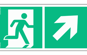 Znak ewakuacyjny AE096 Kierunek do wyjścia ewakuacyjnego w górę w prawo