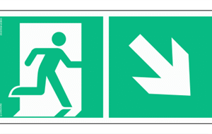 Znak ewakuacyjny AE098 Kierunek do wyjścia ewakuacyjnego w dół w prawo