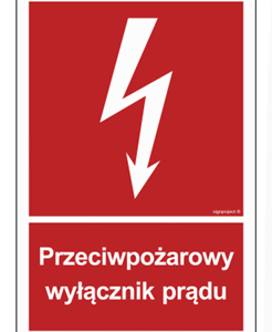 Znak ochrony PPOŻ. BB012 Przeciwpożarowy wyłącznik prądu