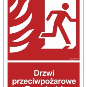 Znak ochrony PPOŻ. BB014 Drzwi przeciwpożarowe. Zamykać! Kierunek drogi ewakuacyjnej w prawo